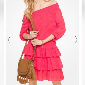 Michael Kors Ruffled Chiffon Off-the-Shoulder Dress